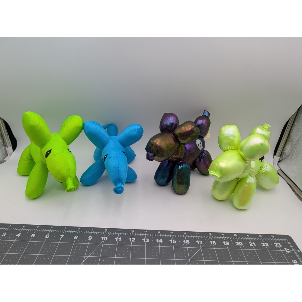 Balloon Dog Plush Lot 4‎ Green Blue Purple Metallic Halloween MTY International
